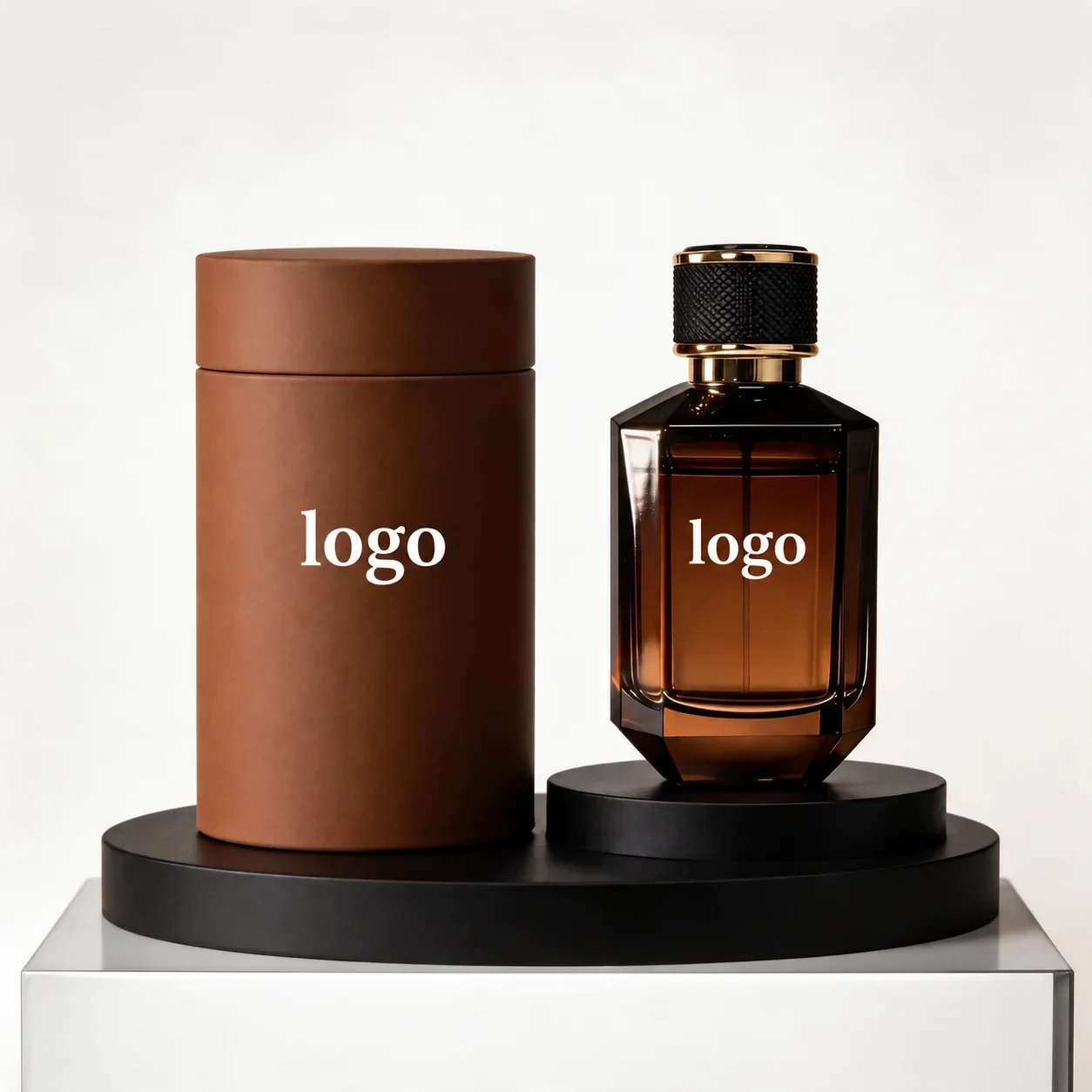 30 / 50 / 100 ml Beveled perfume bottle with textured black cap