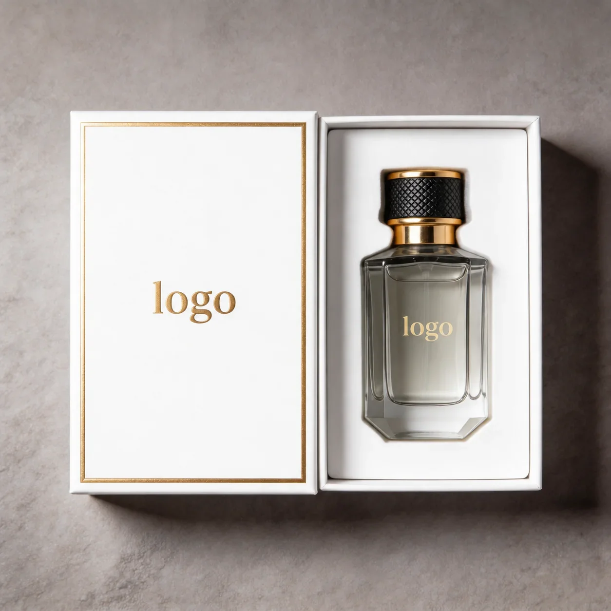 30 / 50 / 100 ml Beveled perfume bottle with textured black cap