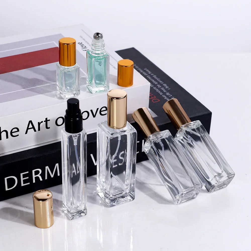 3 / 4 / 5 / 10 / 15 / 20 / 30 ml Small rectangular perfume bottle with spray pump