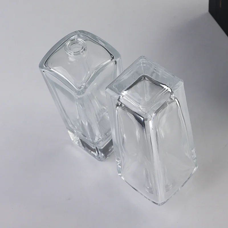 50 / 70 / 100 ml Tall rectangular perfume bottle with stacked-ring cap