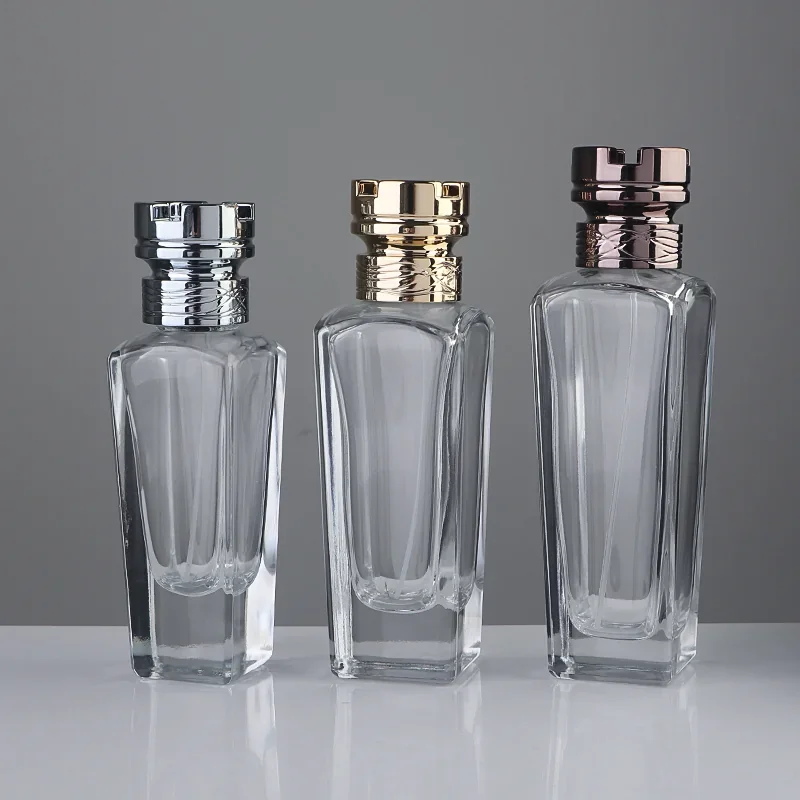 50 / 70 / 100 ml Faceted tall perfume bottle with stacked-ring cap