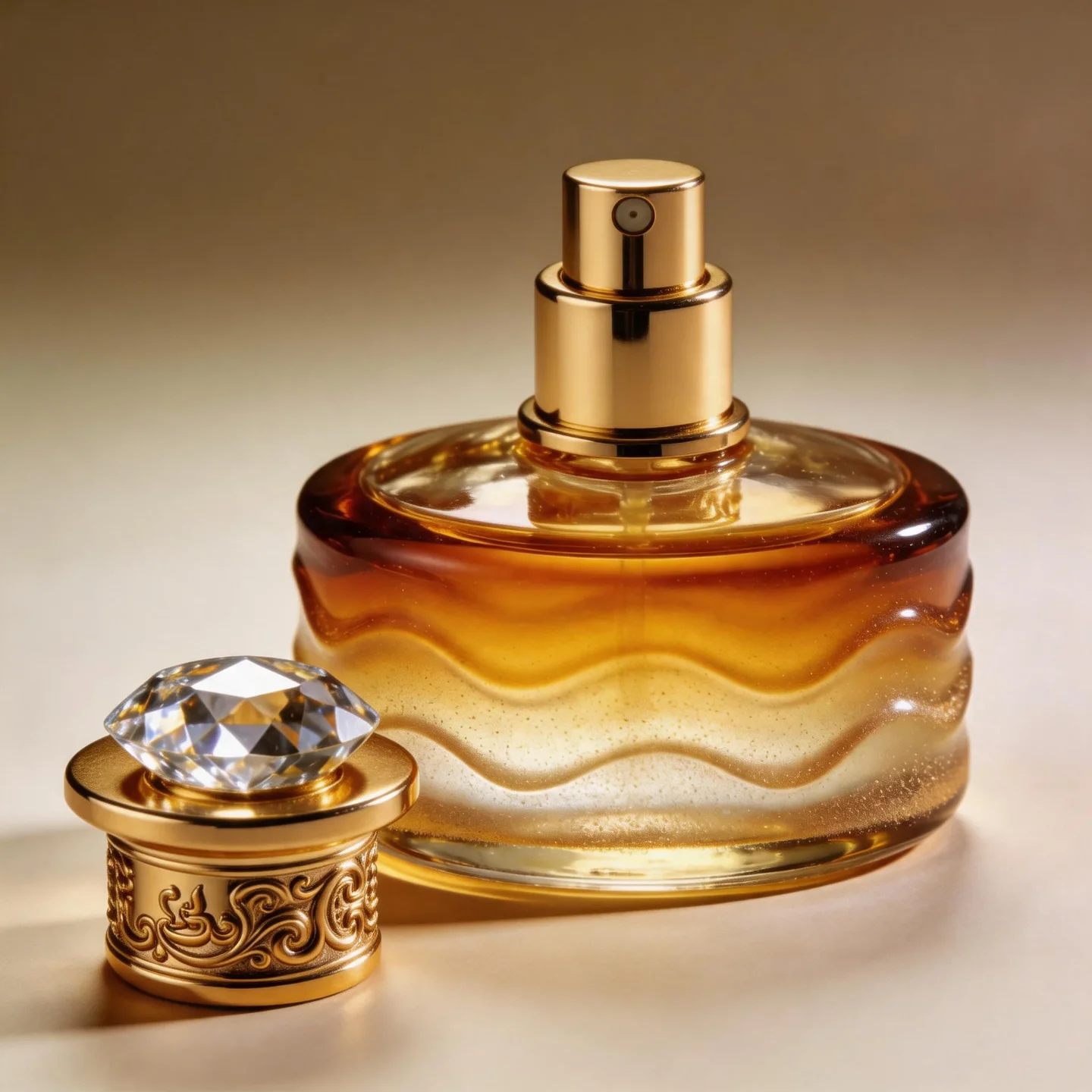 50 / 100 ml Perfume bottle with ornate patterned cap