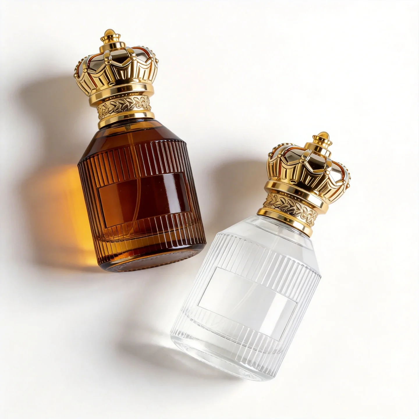 30 / 50 / 100 ml Ribbed cylindrical perfume bottle with crown cap