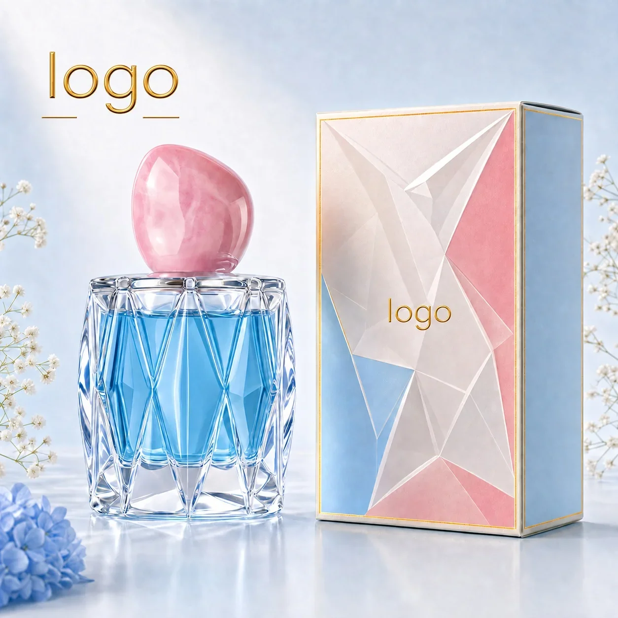 50 ml Diamond-pattern perfume bottle with rounded cap