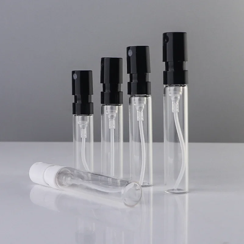 1 / 1.5 / 2 / 2.5 ml Clear sample spray vial with black pump
