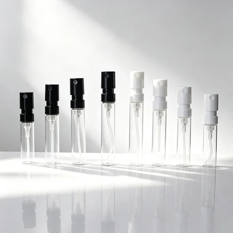 1 / 1.5 / 2 / 2.5 ml Clear sample spray vial with black pump