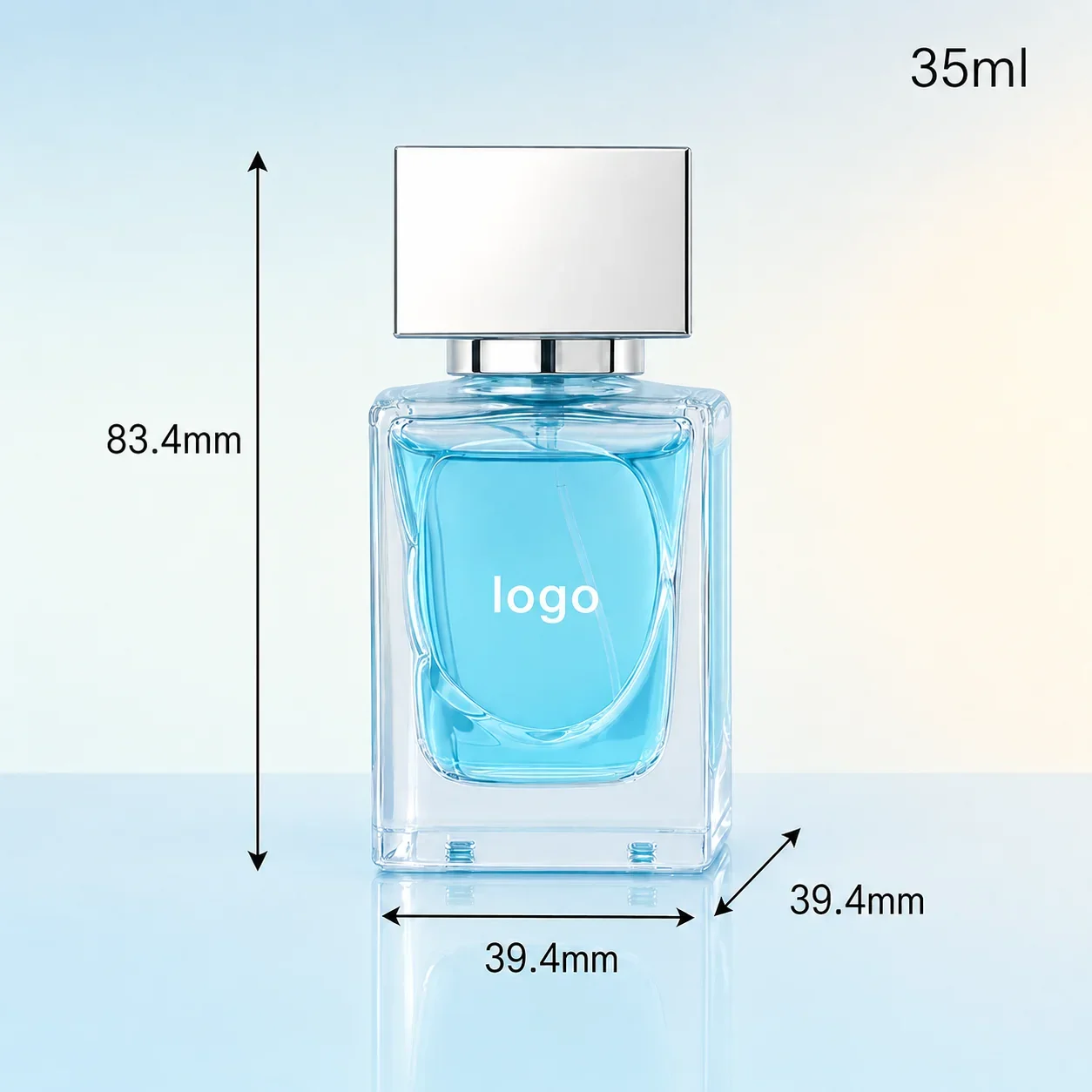 35 ml Rectangular perfume bottle with square cap