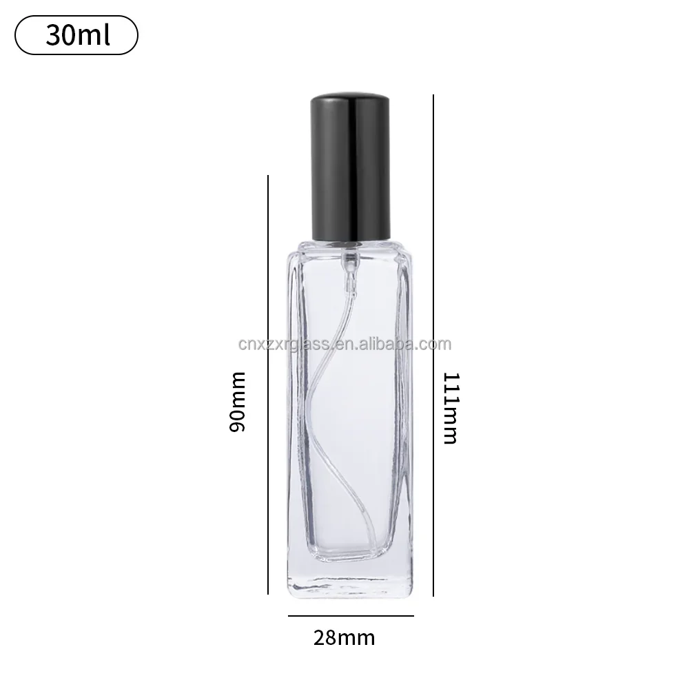 4 / 5 / 10 / 15 / 20 / 30 ml Slim clear spray bottle with black cap
