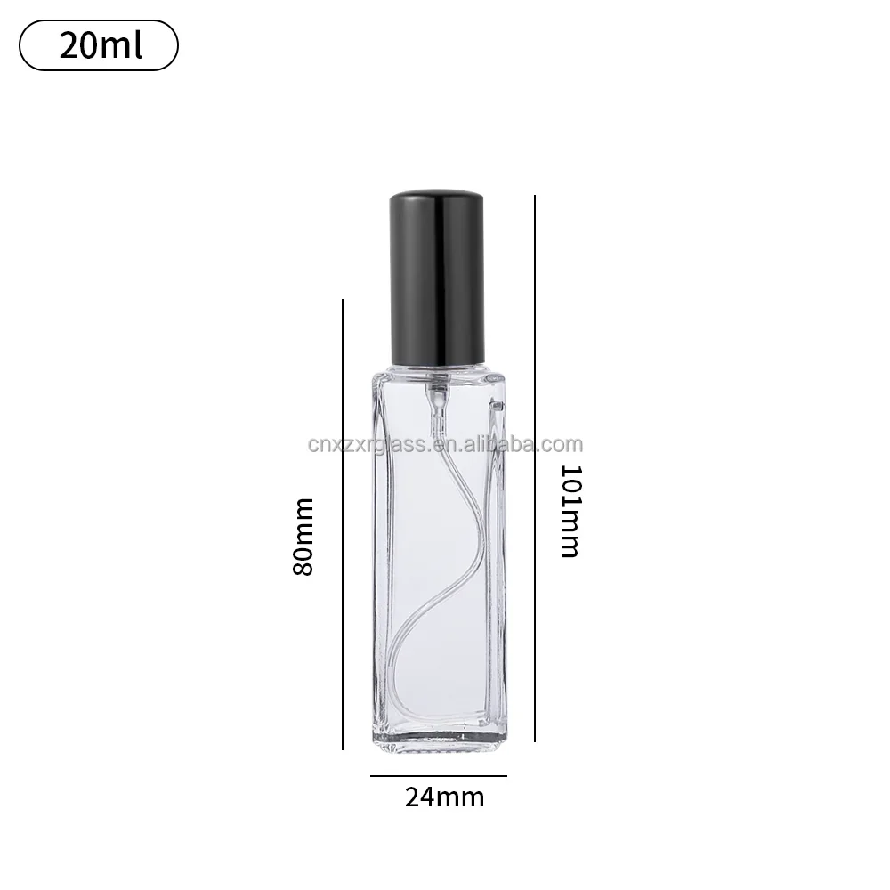 3 / 4 / 5 / 10 / 15 / 20 / 30 ml Slim clear spray bottle with black cap