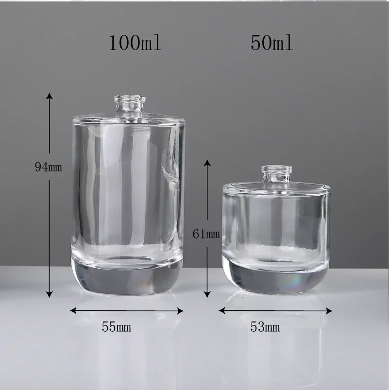 50 / 100 ml Cylindrical perfume bottle with rounded cap