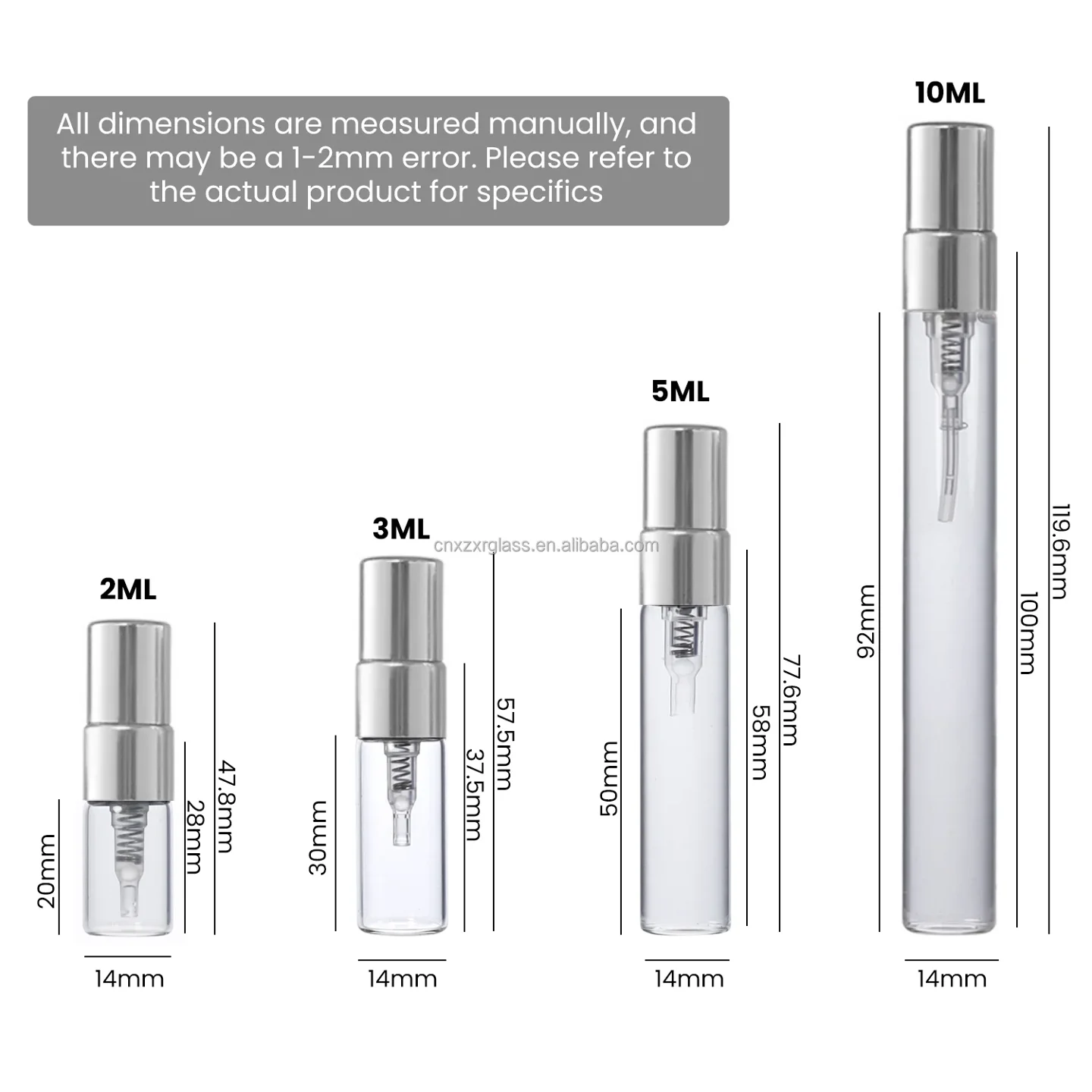 1 / 2 / 3 / 5 / 10 ml Clear sample vial with translucent spray cap