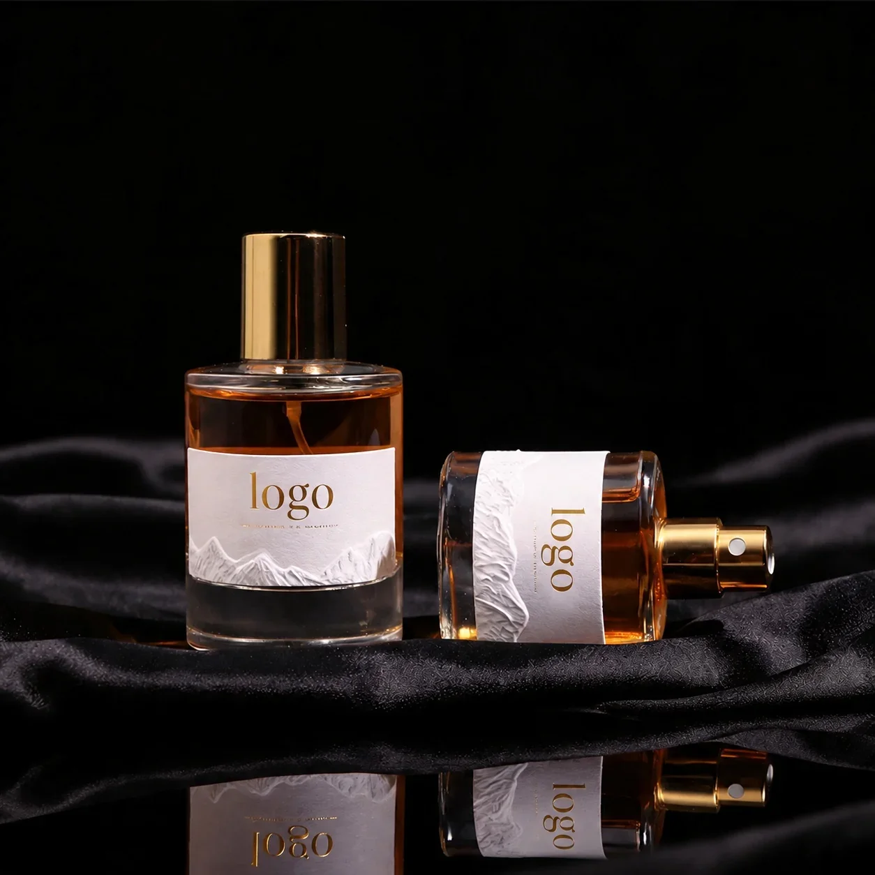 30 / 50 / 100 ml Round perfume bottle with gold-look cap