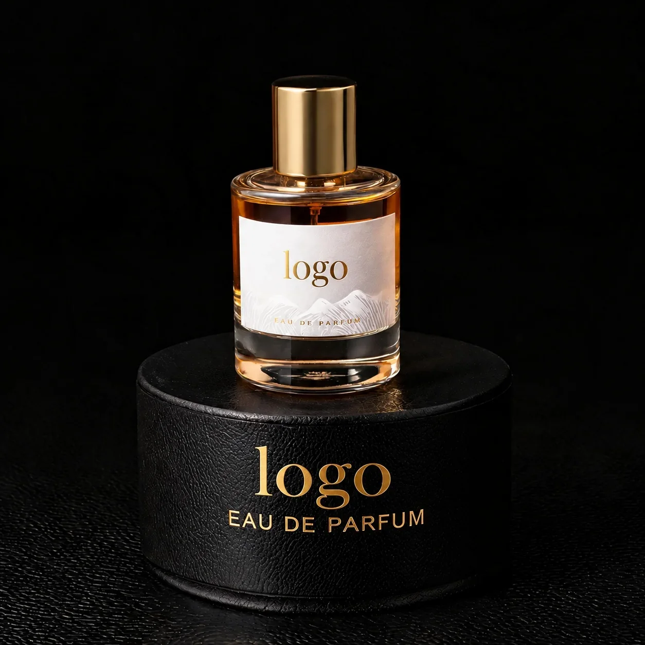 30 / 50 / 100 ml Round perfume bottle with gold-look cap