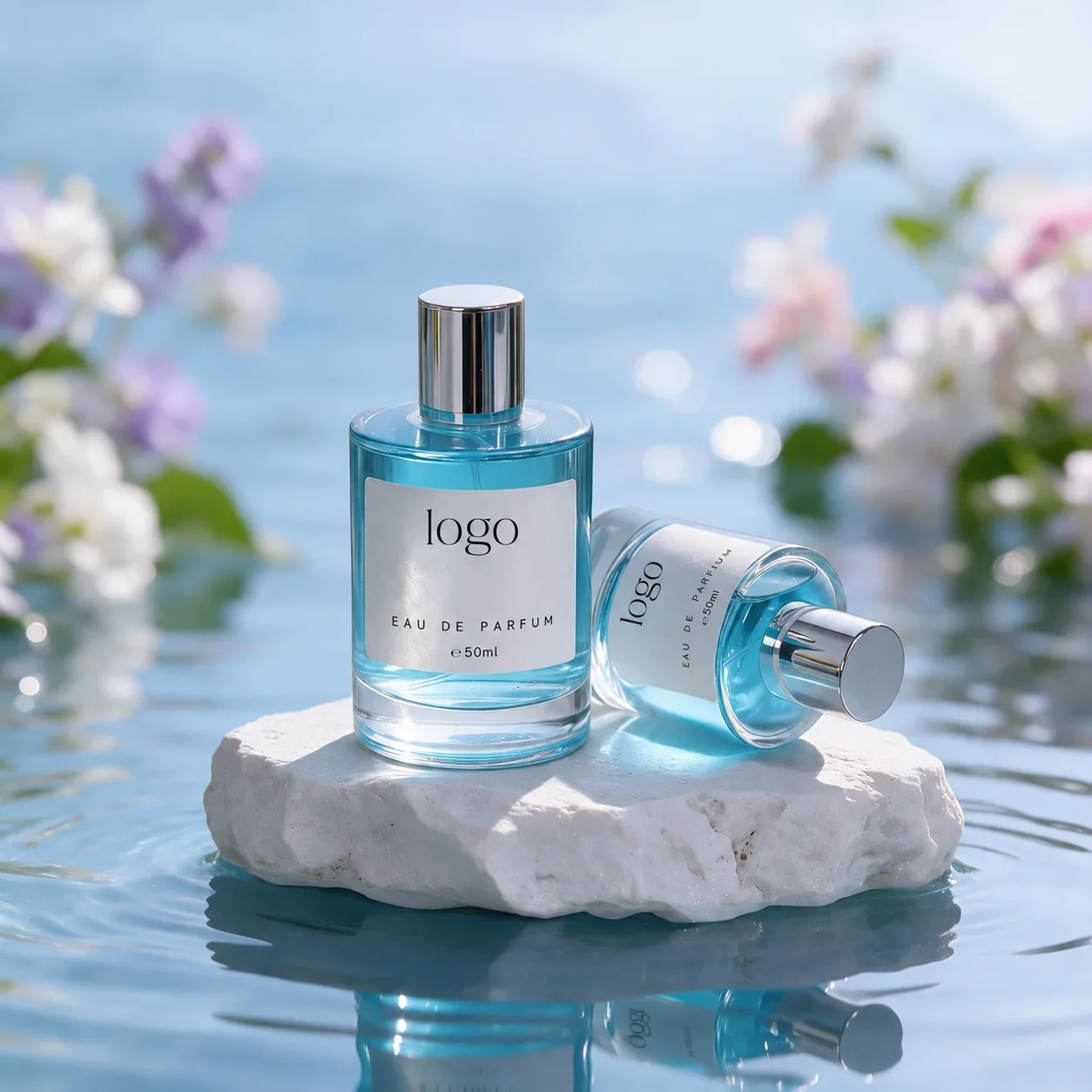 30 / 50 / 100 ml Cylindrical perfume bottle with silver-look cap