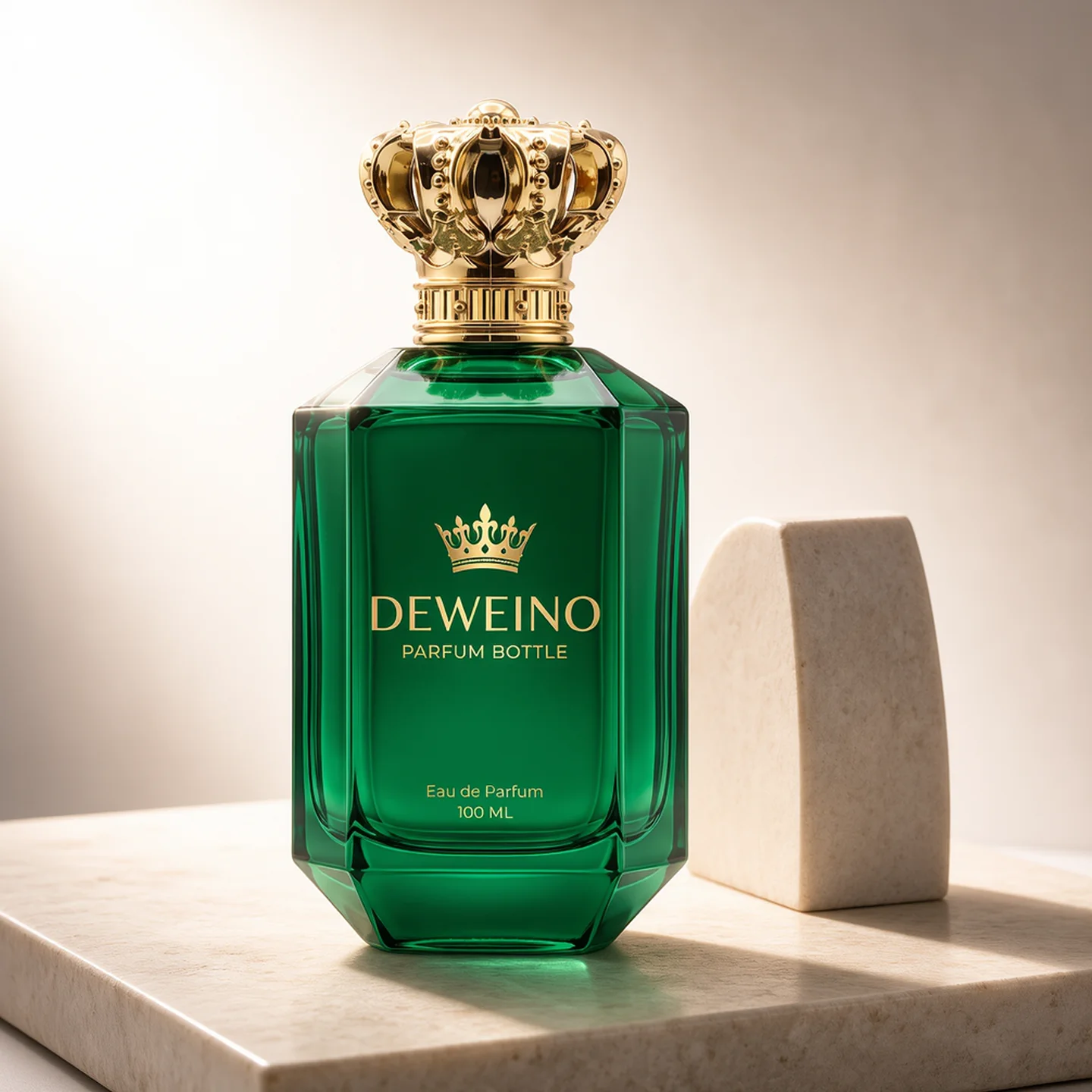 30 / 50 / 100 ml Flat glass perfume bottle for custom color and gold-logo decoration