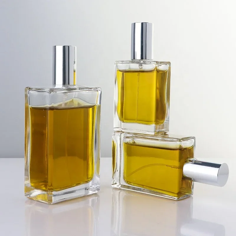 30 / 50 / 100 ml Rectangular perfume bottle with tall cylindrical cap