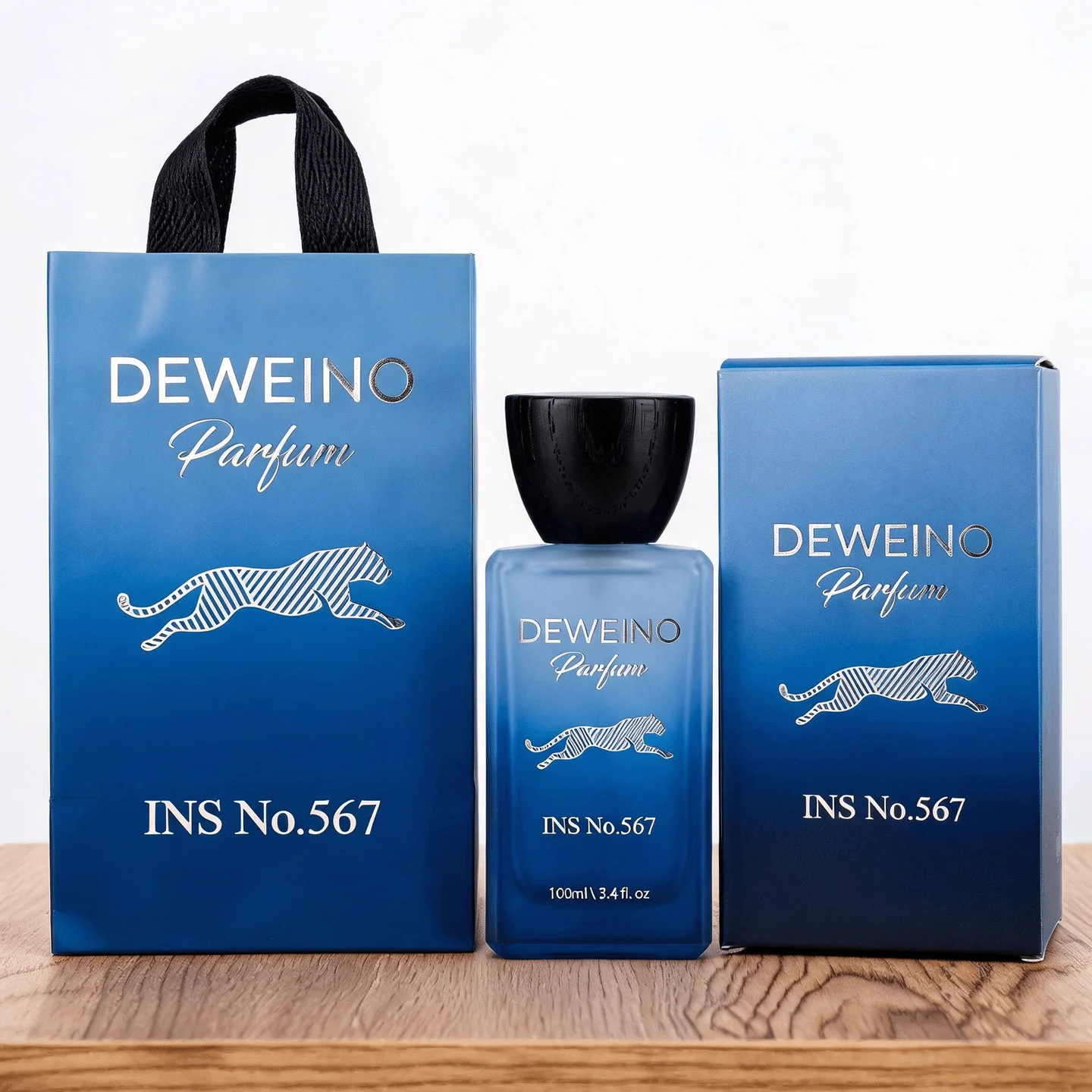 100 ml Frosted blue square glass perfume spray bottle