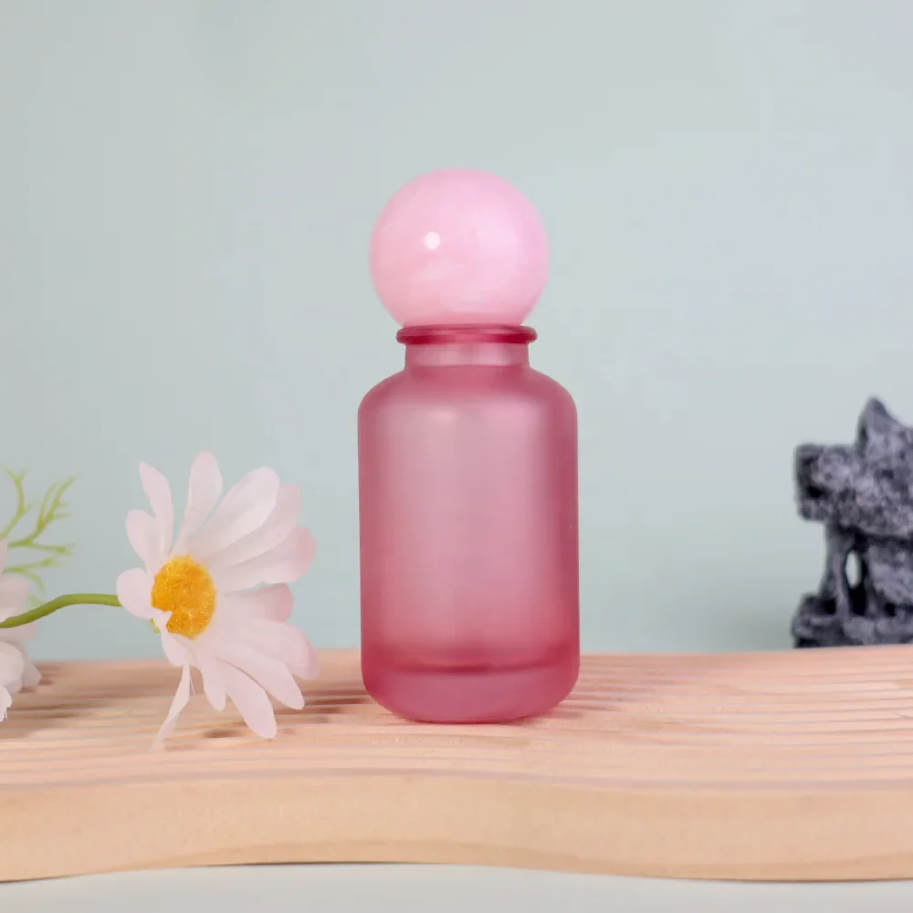 30 / 50 / 100 ml Amber-look perfume bottle with marbled ball cap