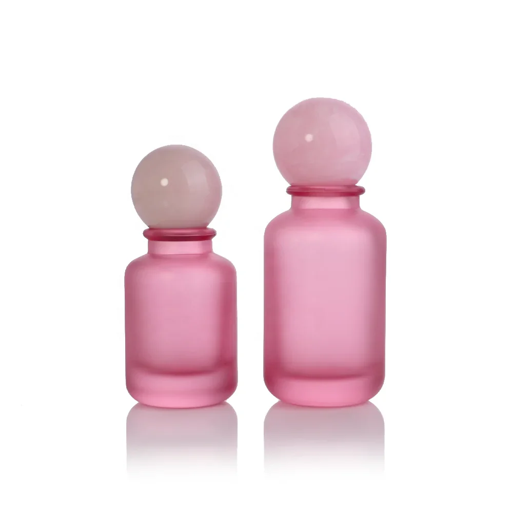 30 / 50 / 100 ml Amber-look perfume bottle with marbled ball cap