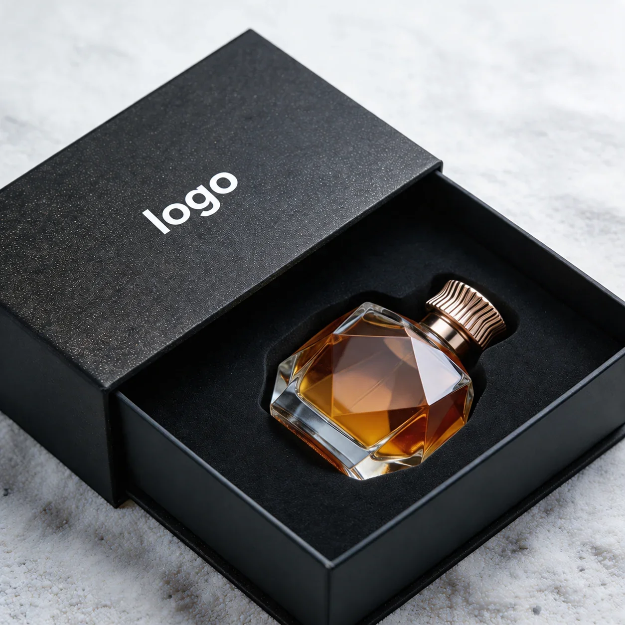 30 / 50 / 100 ml Faceted perfume bottle with ribbed cap