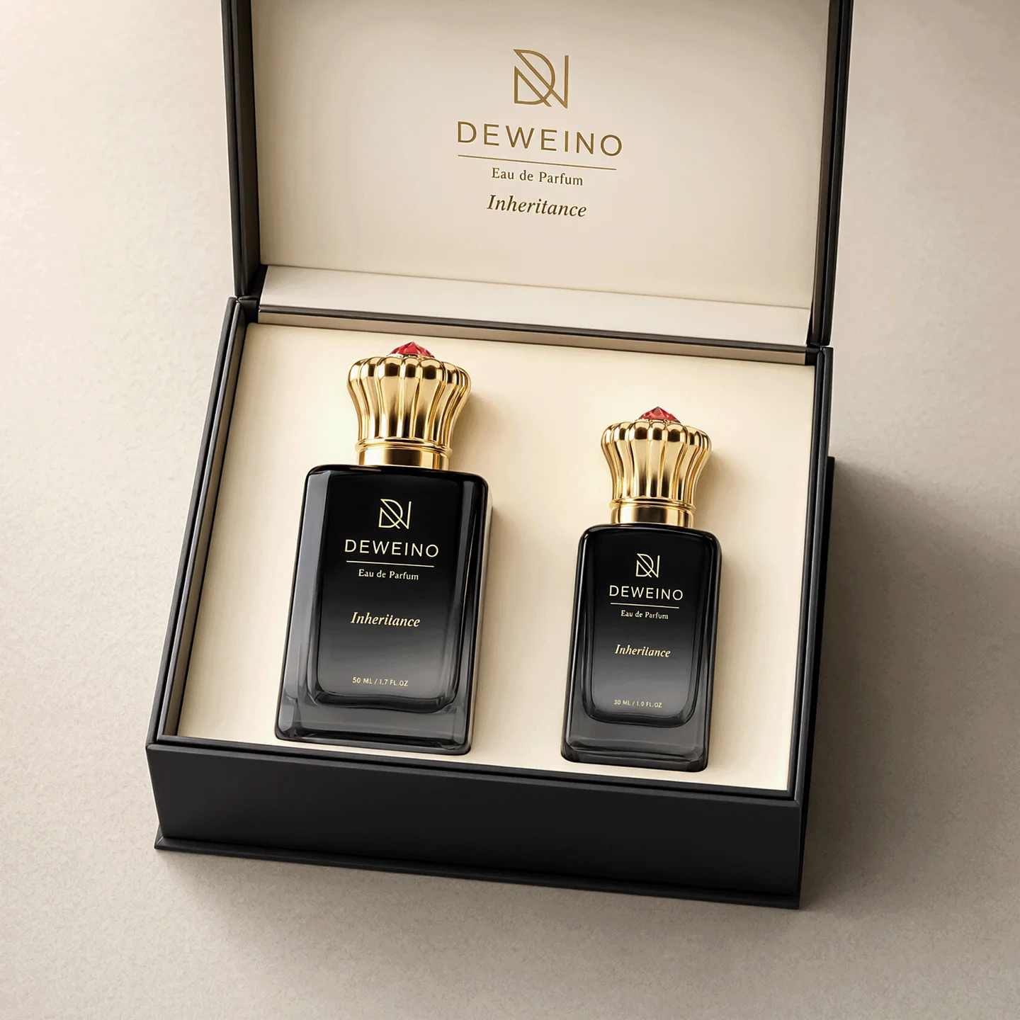 30 / 50 / 100 ml Gradient black square glass perfume bottle with gold-tone cap