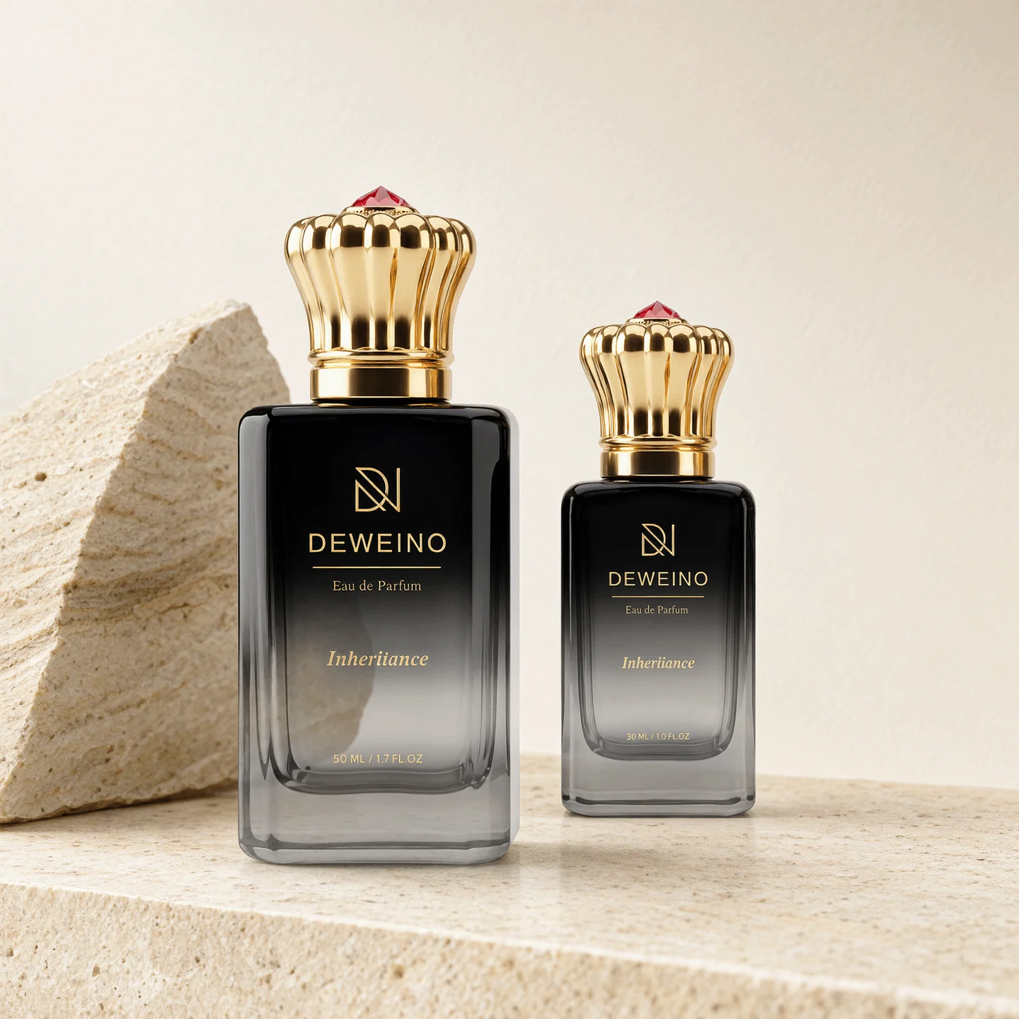 30 / 50 / 100 ml Gradient black square glass perfume bottle with gold-tone cap
