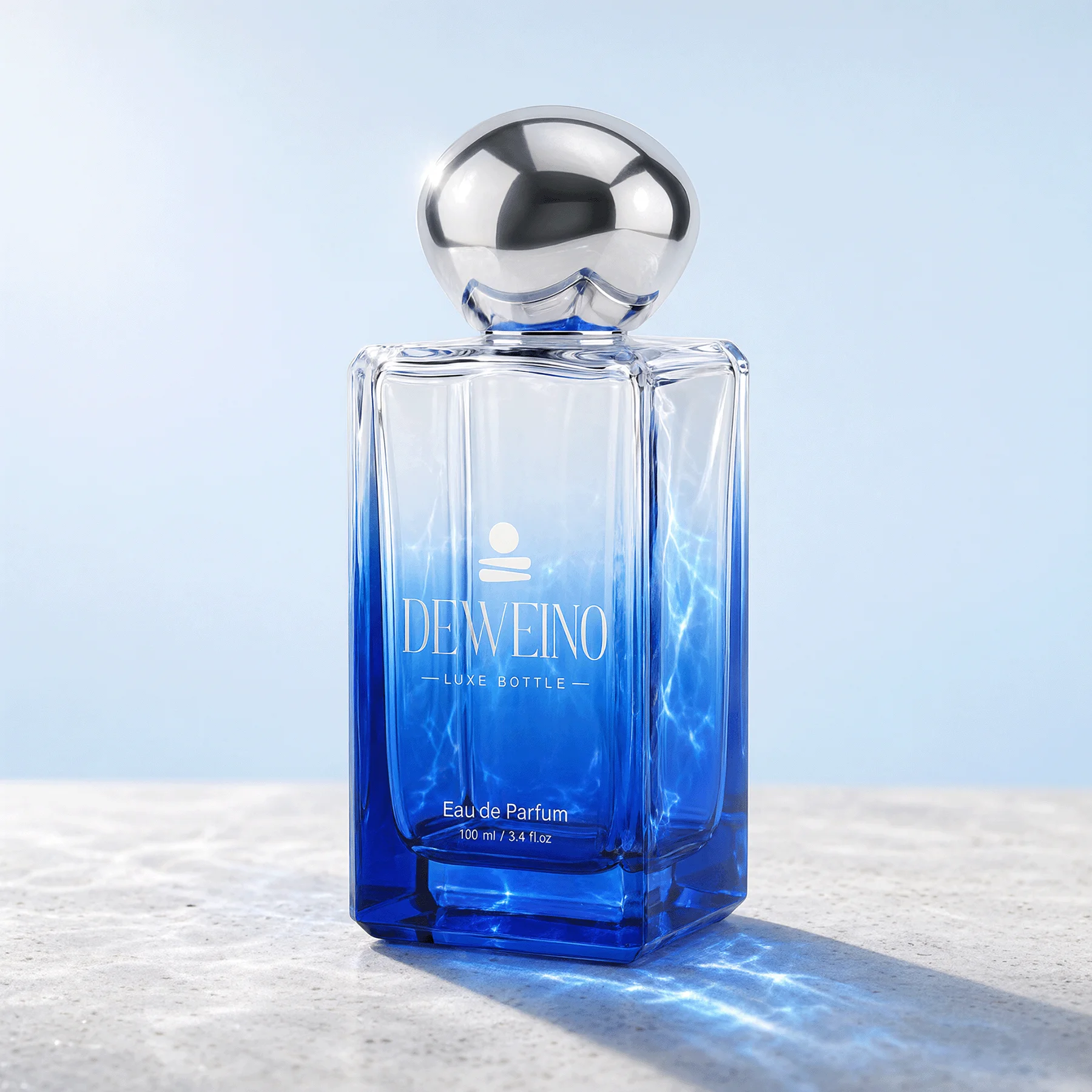 50 ml Gradient blue square glass perfume bottle with round cap