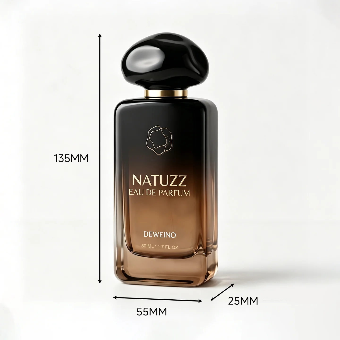 50 ml Gradient brown square glass perfume bottle with sculpted cap