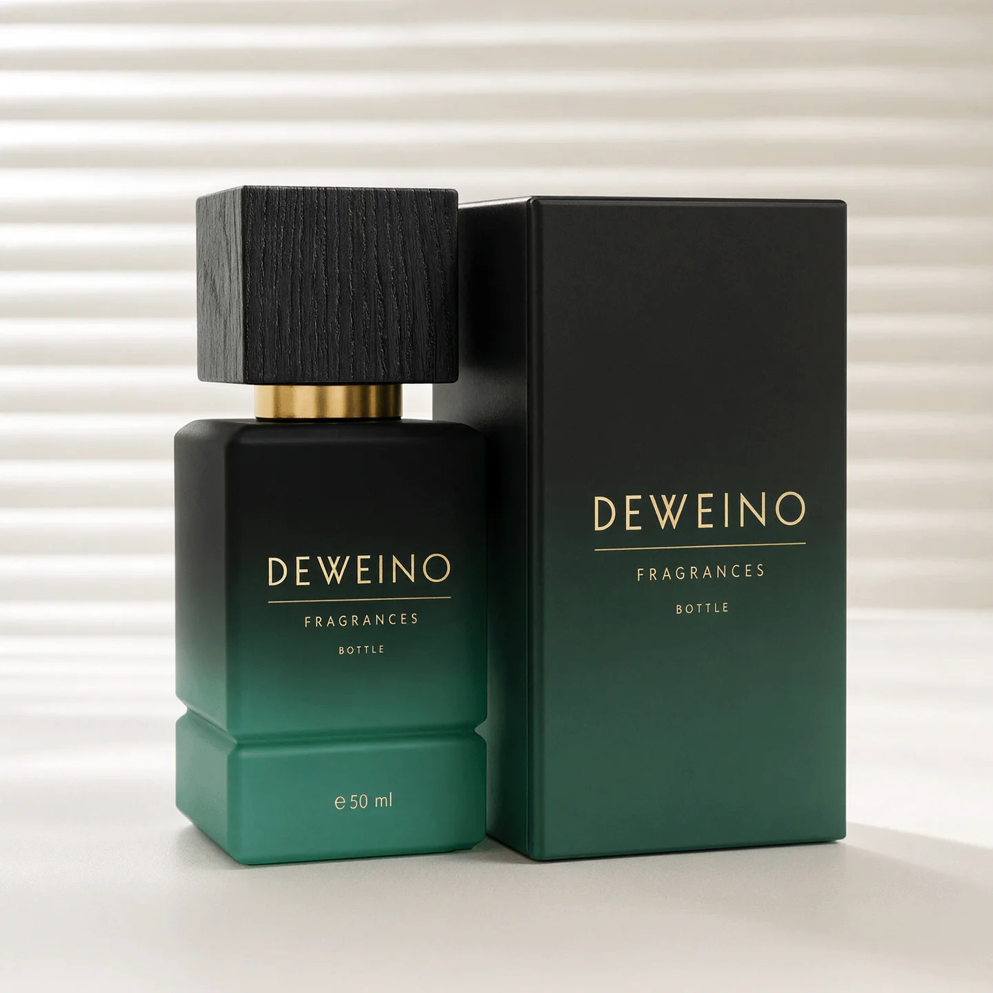 30 / 50 / 100 ml Gradient green square glass perfume bottle with ribbed cap