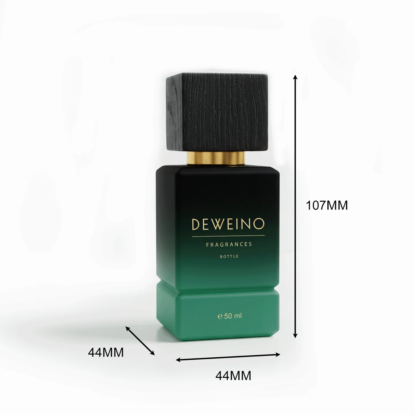 50 / 100 ml Black-green gradient square glass perfume bottle with rectangular cap