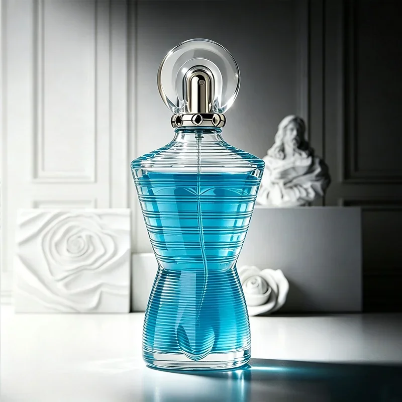 50 / 130 ml Waisted perfume bottle with horizontal ribs and ring cap