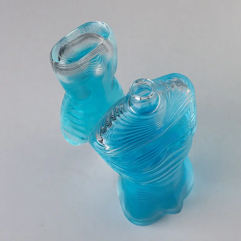 50 / 130 ml Waisted perfume bottle with horizontal ribs and ring cap