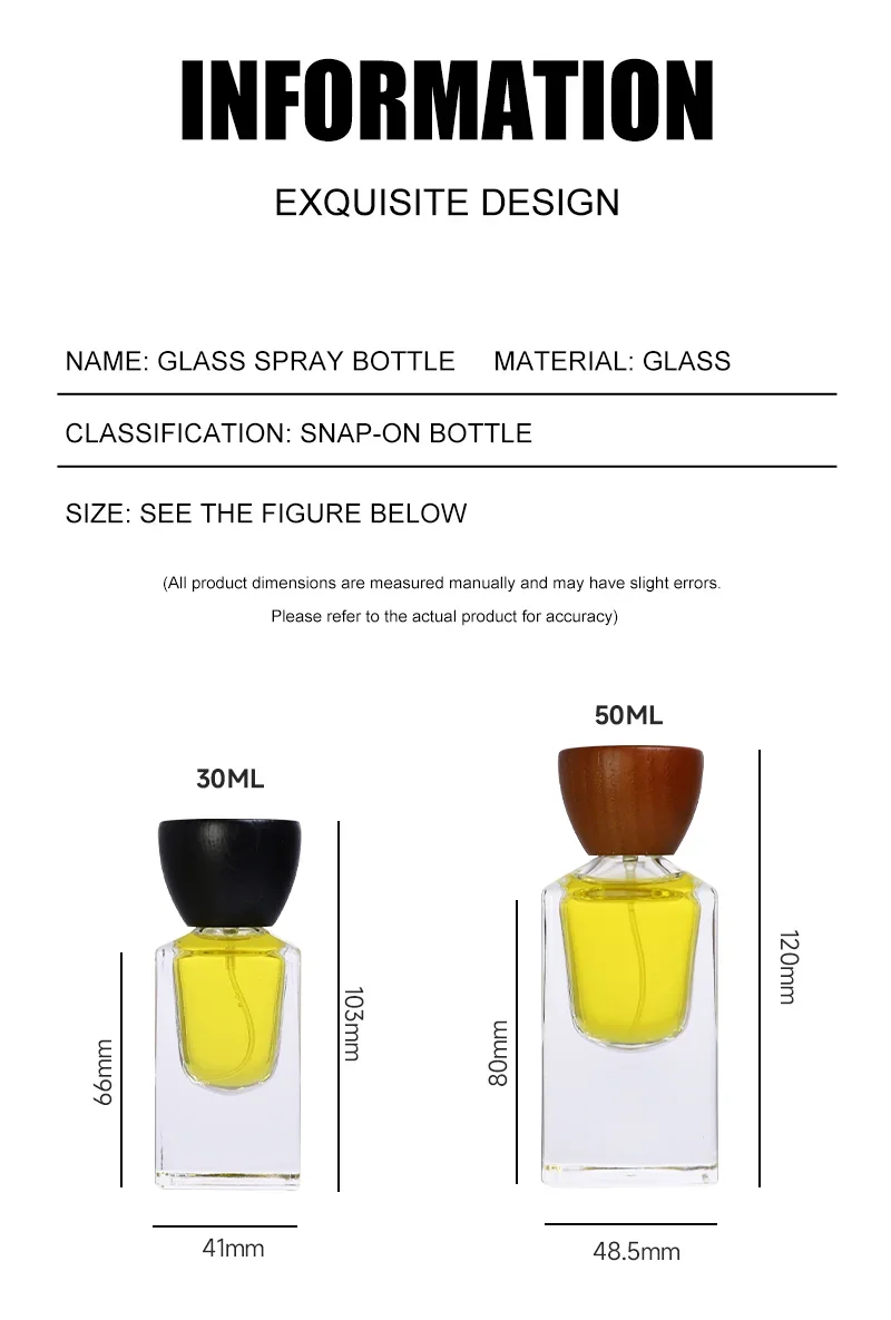 30 / 50 ml Rectangular perfume bottle with cup-shaped cap