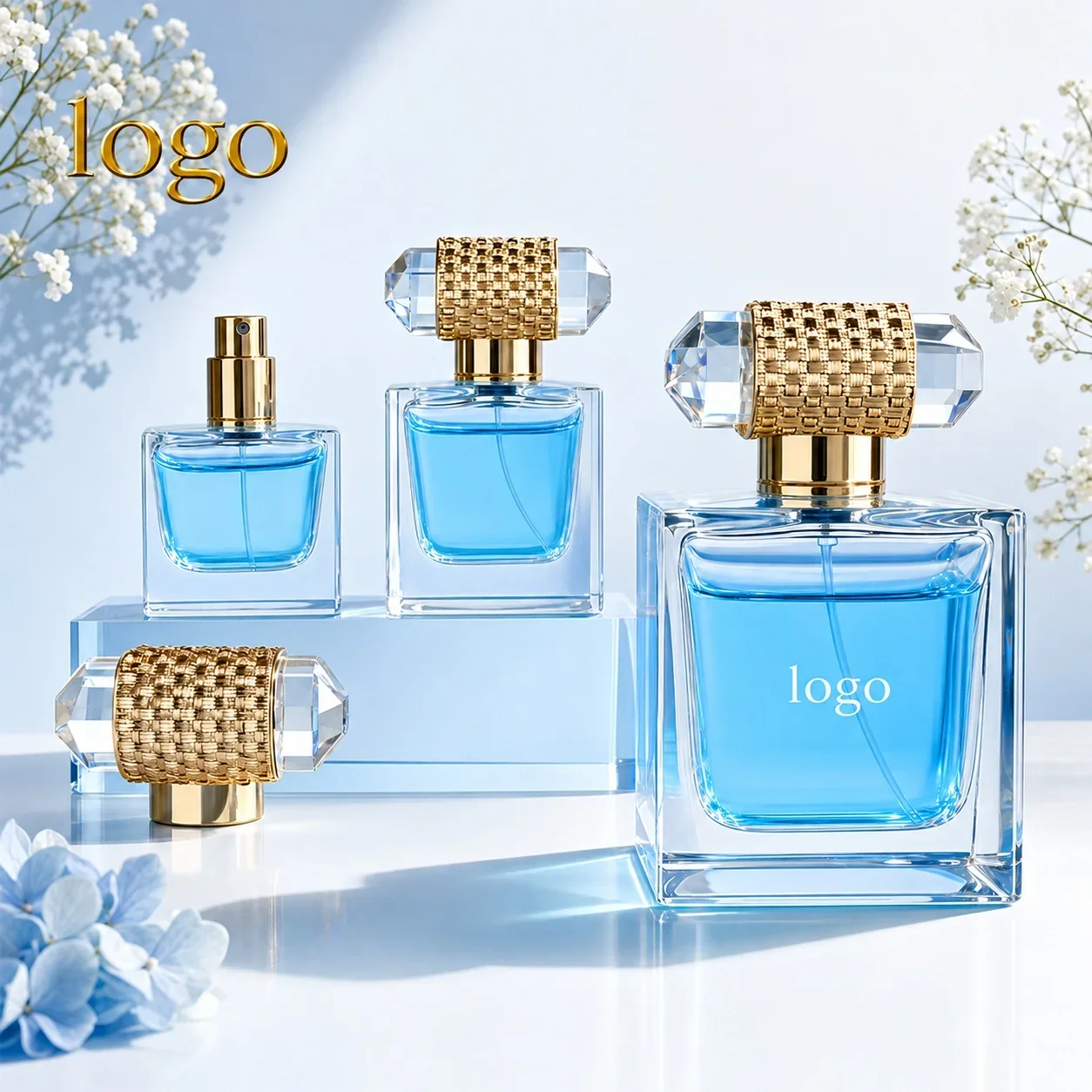 30 / 50 / 100 ml Rectangular perfume bottle with faceted cap