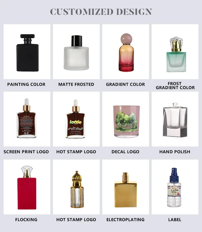 30 / 50 / 100 ml Dark perfume bottle with cup cap in presentation box