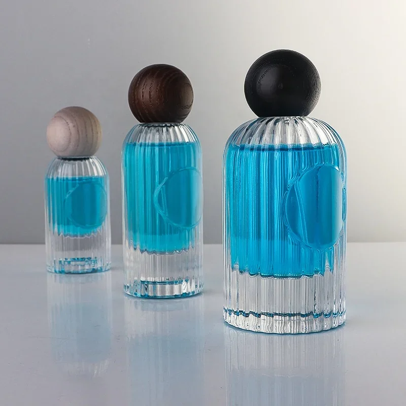 30 / 50 / 100 ml Fluted cylindrical perfume bottle with ball cap