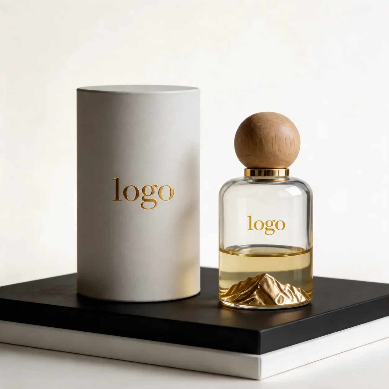 50 / 100 ml Ribbed rectangular perfume bottle with angled cube cap