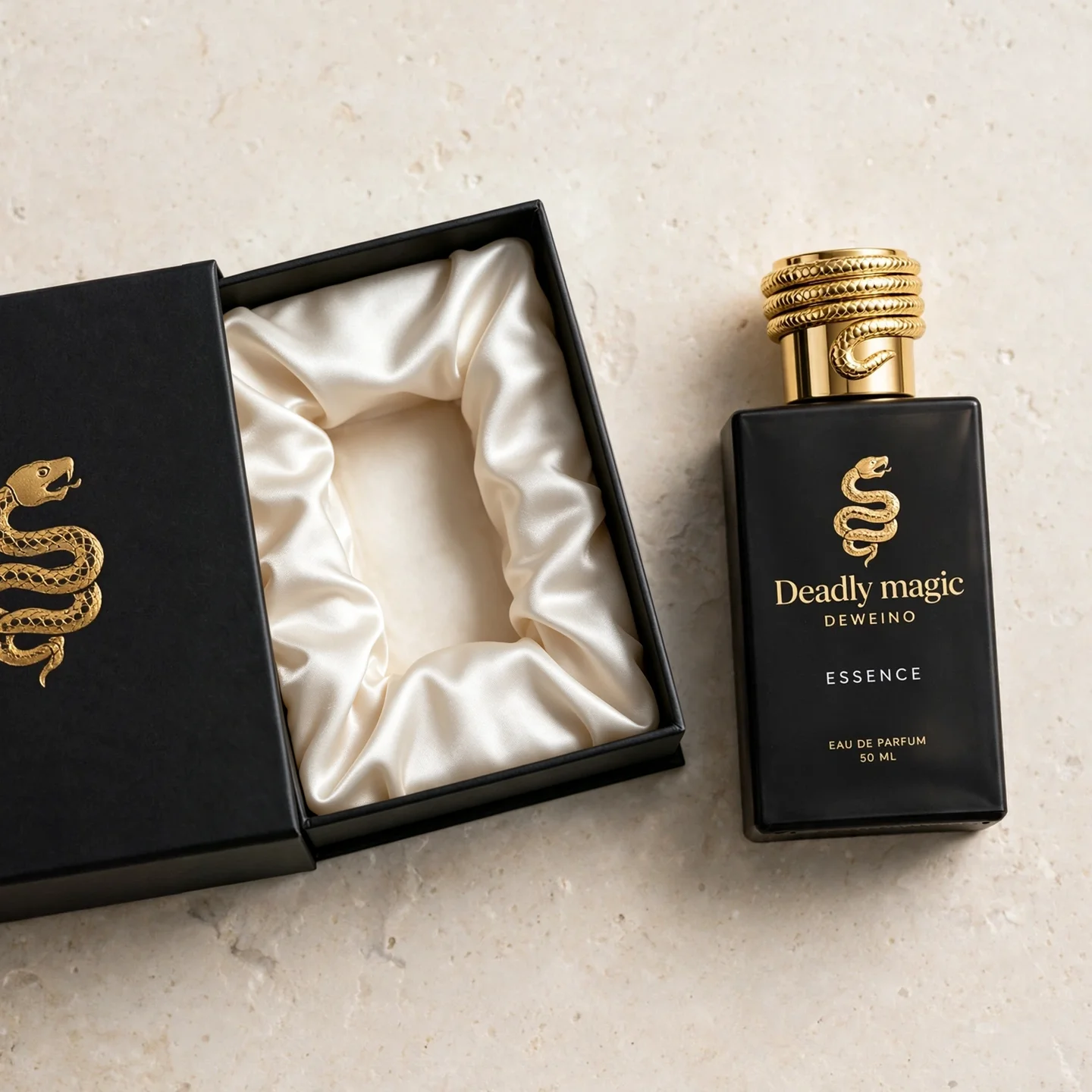 30 / 50 / 100 ml Matte black glass perfume bottle with distinctive gold-tone cap