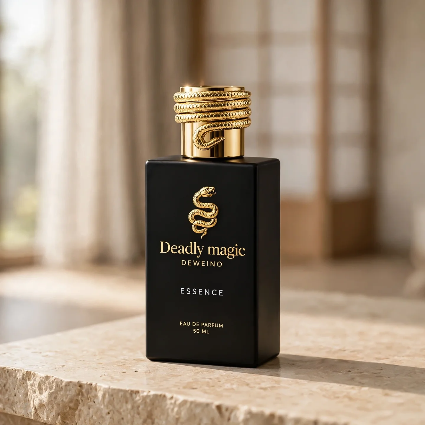 30 / 50 / 100 ml Matte black glass perfume bottle with distinctive gold-tone cap