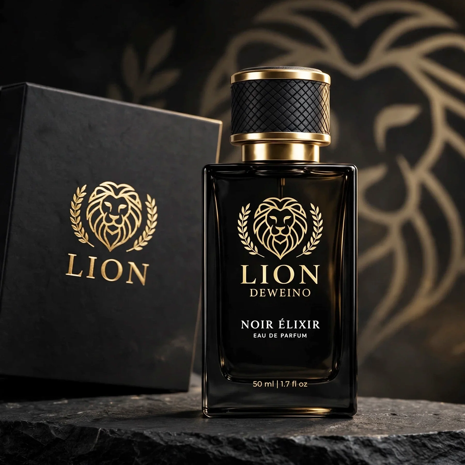 30 / 50 / 100 ml Flacon de parfum carré en verre noir mat avec bouchon texturé