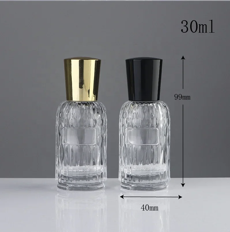 30 ml Textured cylindrical perfume bottle with tapered cap
