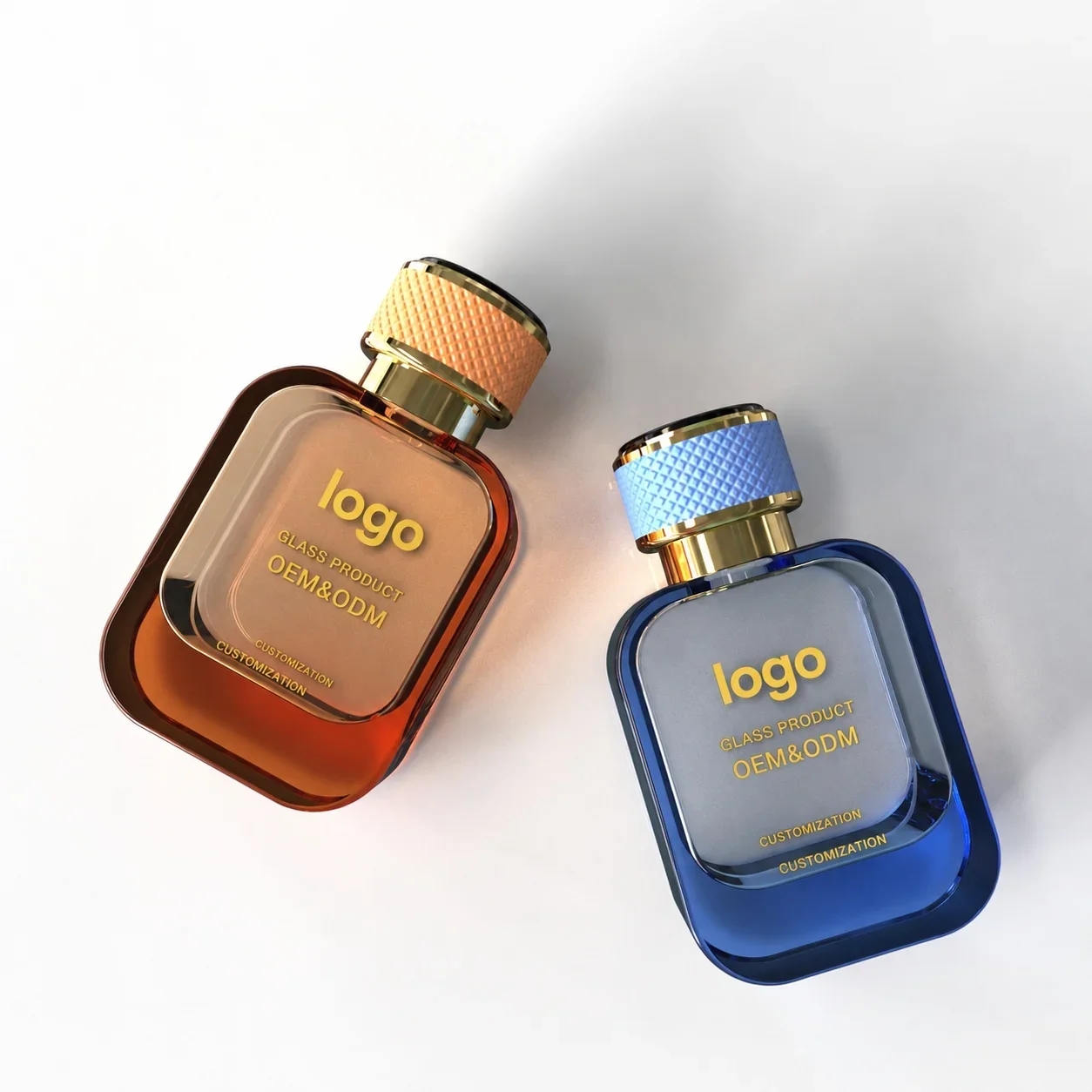 30 / 50 / 100 ml Rounded rectangular perfume bottle with dark and gold-look finishes