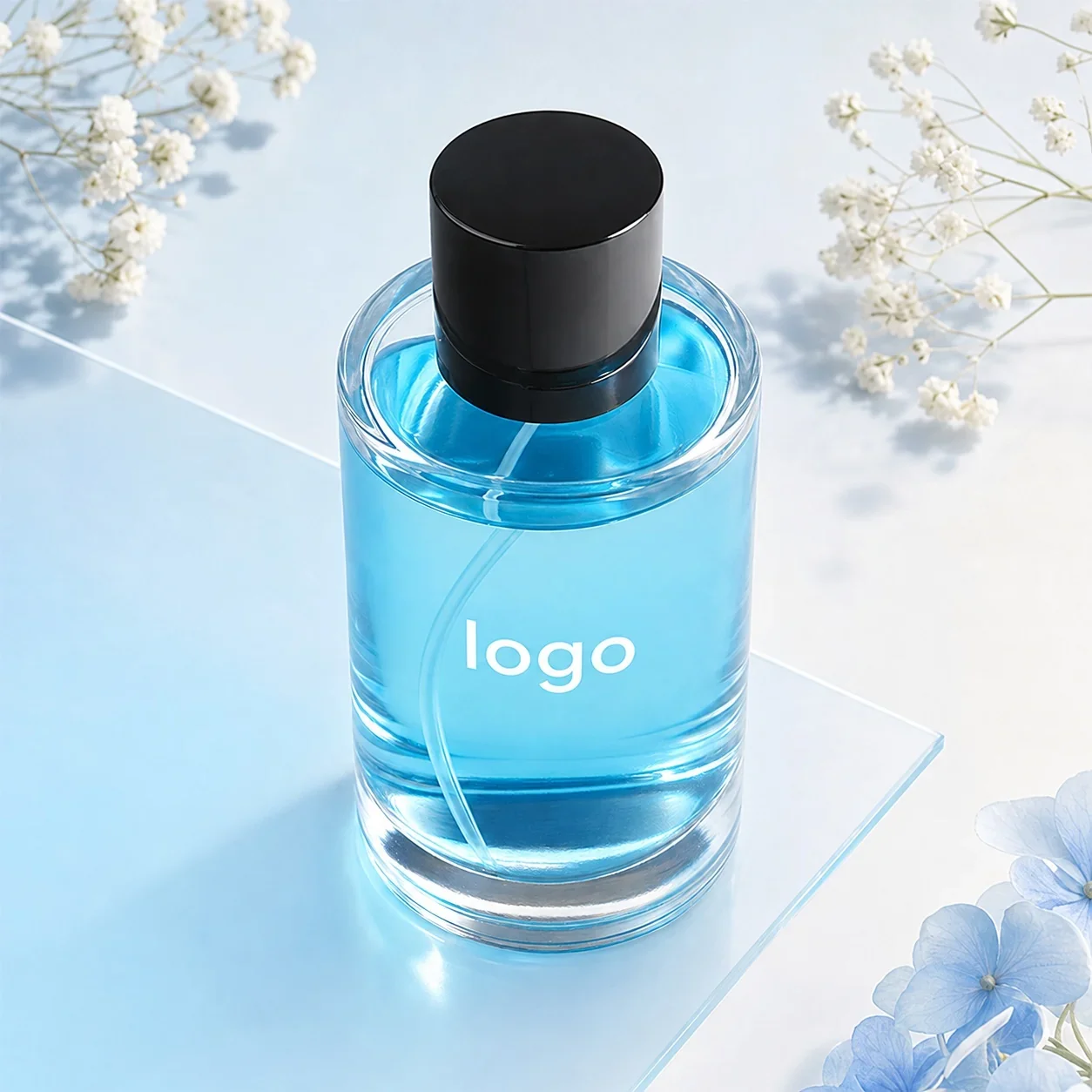 100 ml Cylindrical perfume bottle with black cap