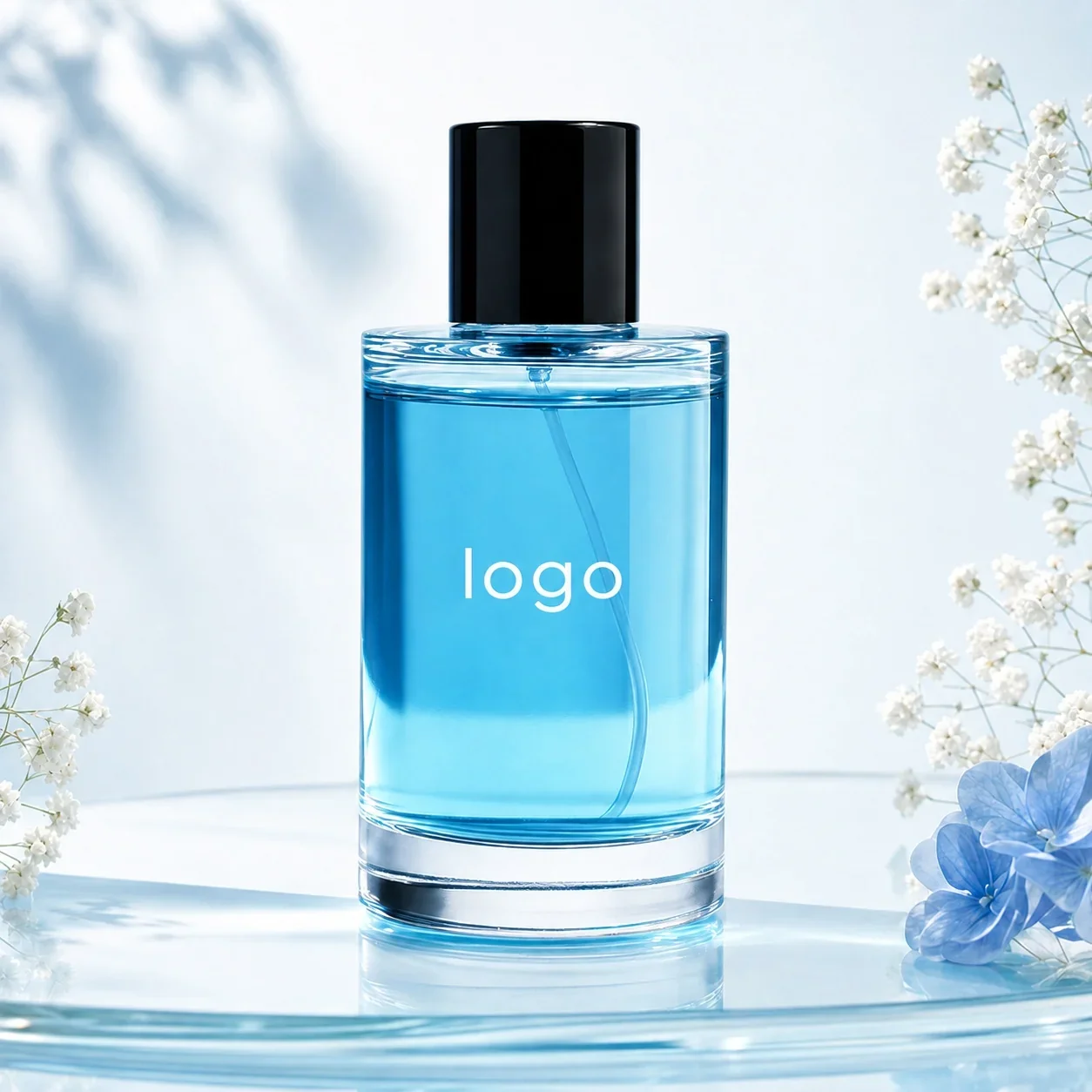 100 ml Cylindrical perfume bottle with black cap