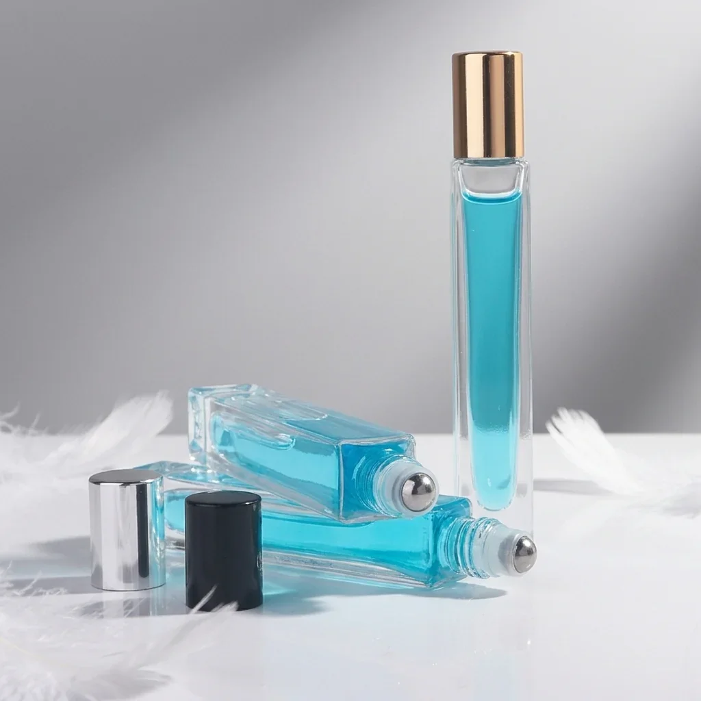 10 ml Slim rectangular rollerball bottle with cylindrical cap