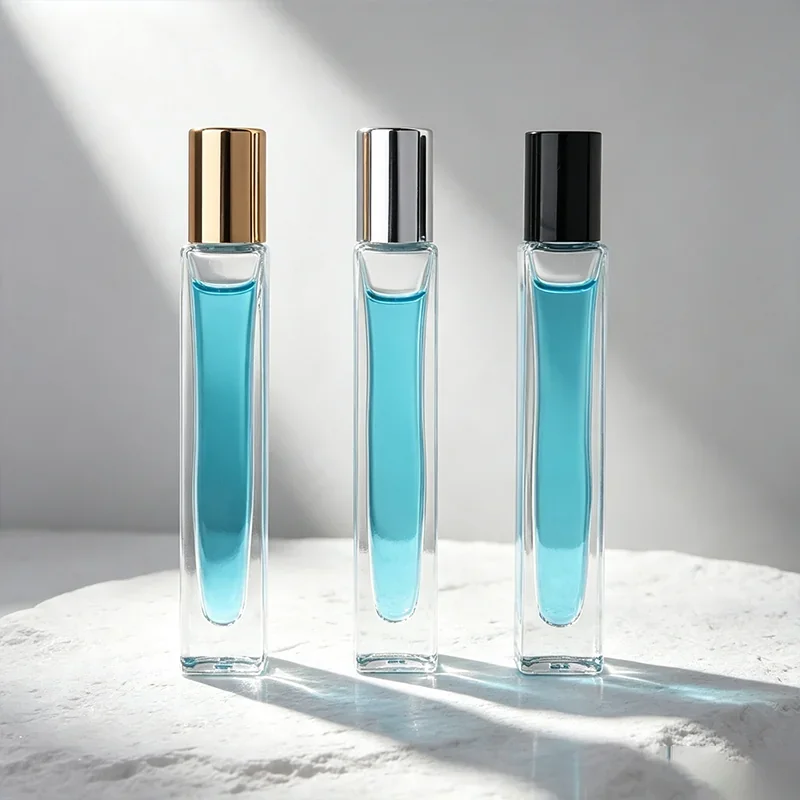 10 ml Slim rectangular rollerball bottle with cylindrical cap