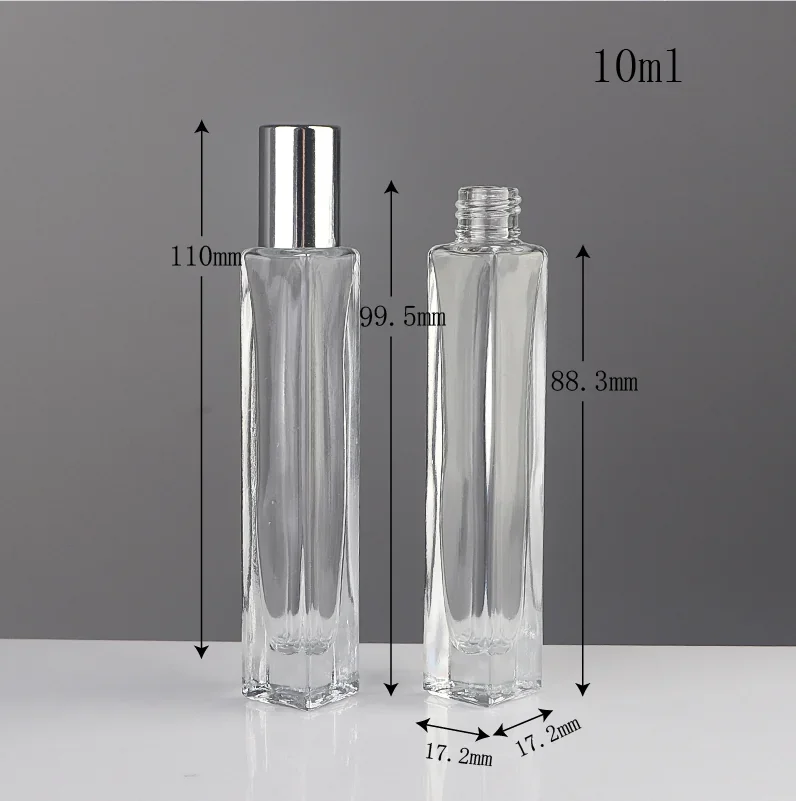 10 ml Slim rectangular rollerball bottle with cylindrical cap