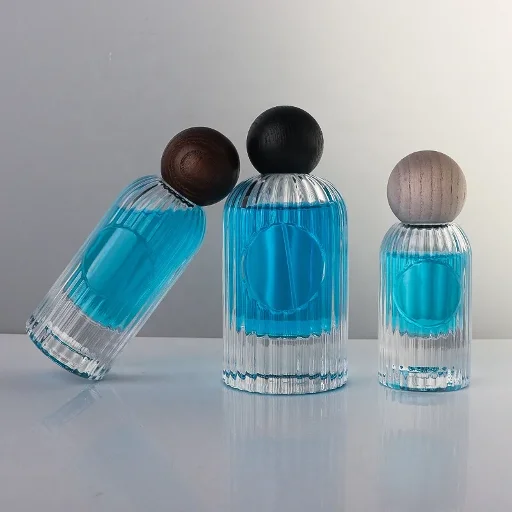 30 / 50 / 100 ml 竖槽圆柱瓶身配球形盖香水瓶