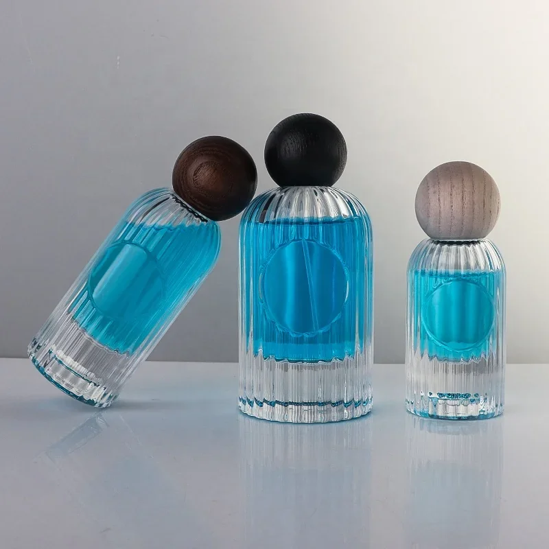 30 / 50 / 100 ml Fluted cylindrical perfume bottle with ball cap