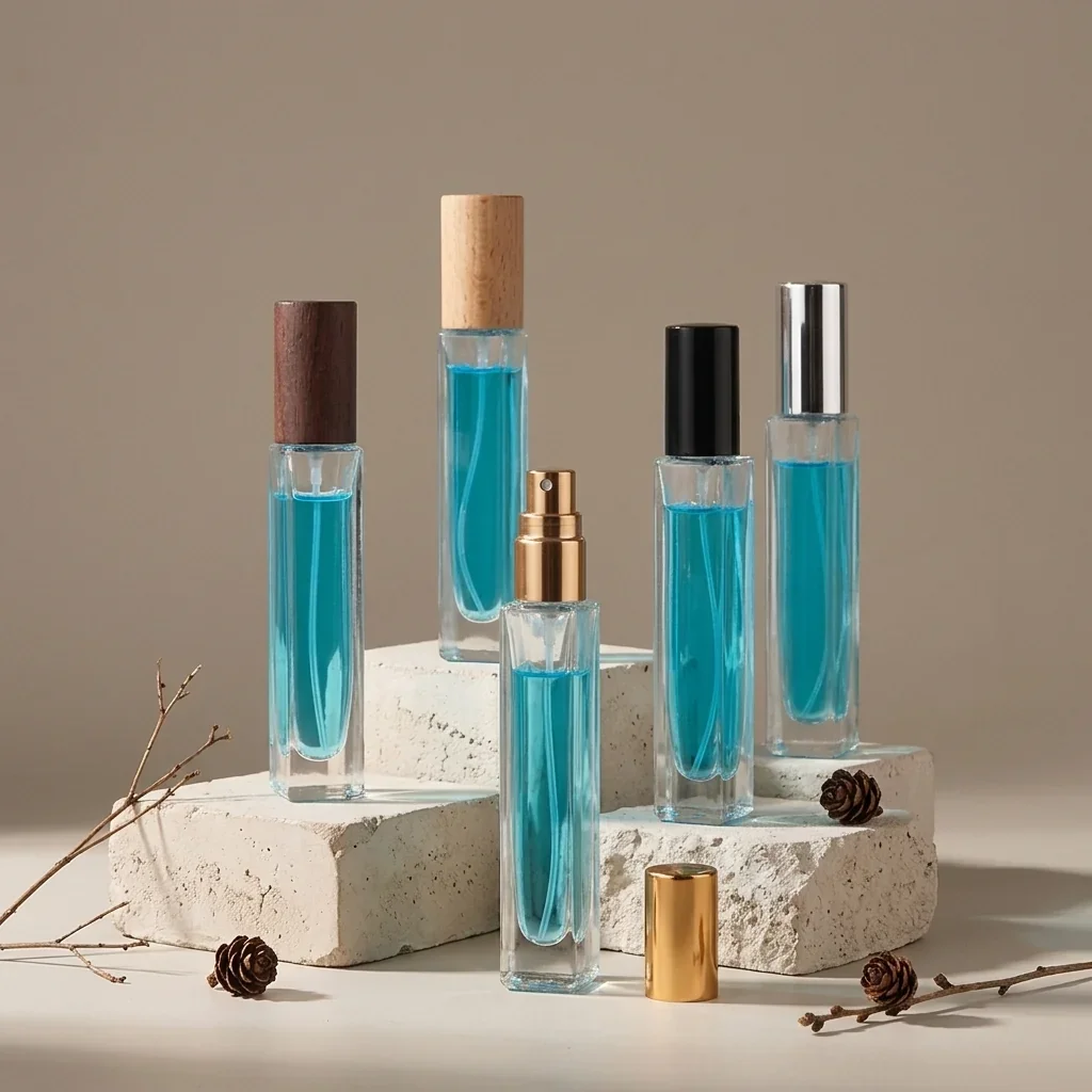 10 ml Slim perfume vial with wood-look cap